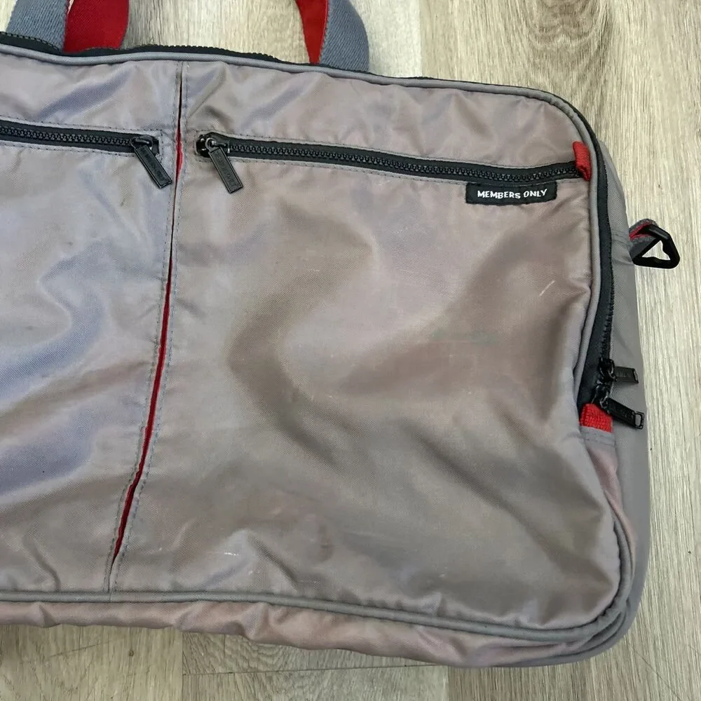 Members Only Duffle Bag Gray Messenger Y2K Straps Rainbow Tag 20x13x7 VTG READ